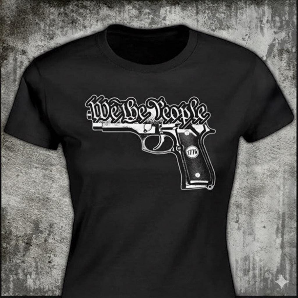 We The People Gun distressed graphic women's T-shirt from Reborn XII