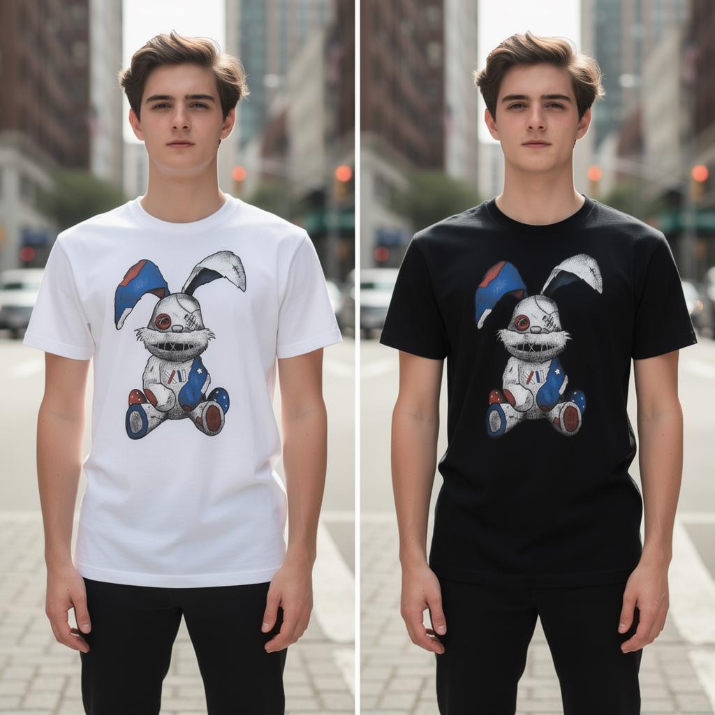 Stitched Bunny distressed graphic men's T-shirt - view 3 - Reborn XII