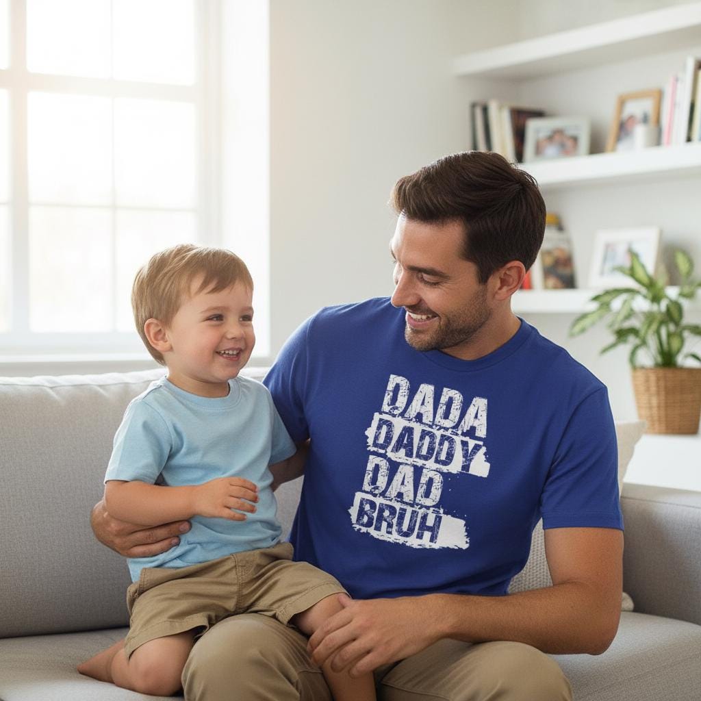 Dada, Daddy, Dad, Bruh distressed graphic men's T-shirt - view 2 - Reborn XII