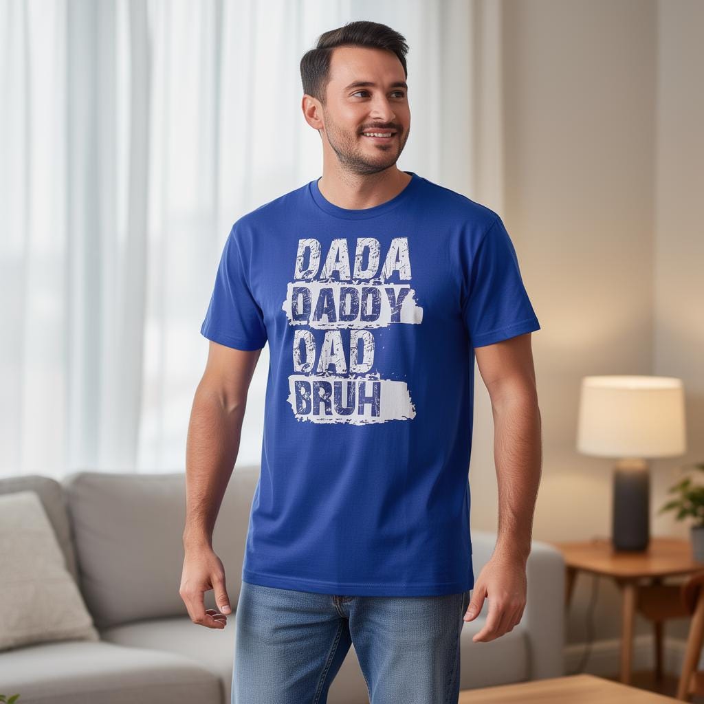 Dada, Daddy, Dad, Bruh distressed graphic men's T-shirt - view 4 - Reborn XII