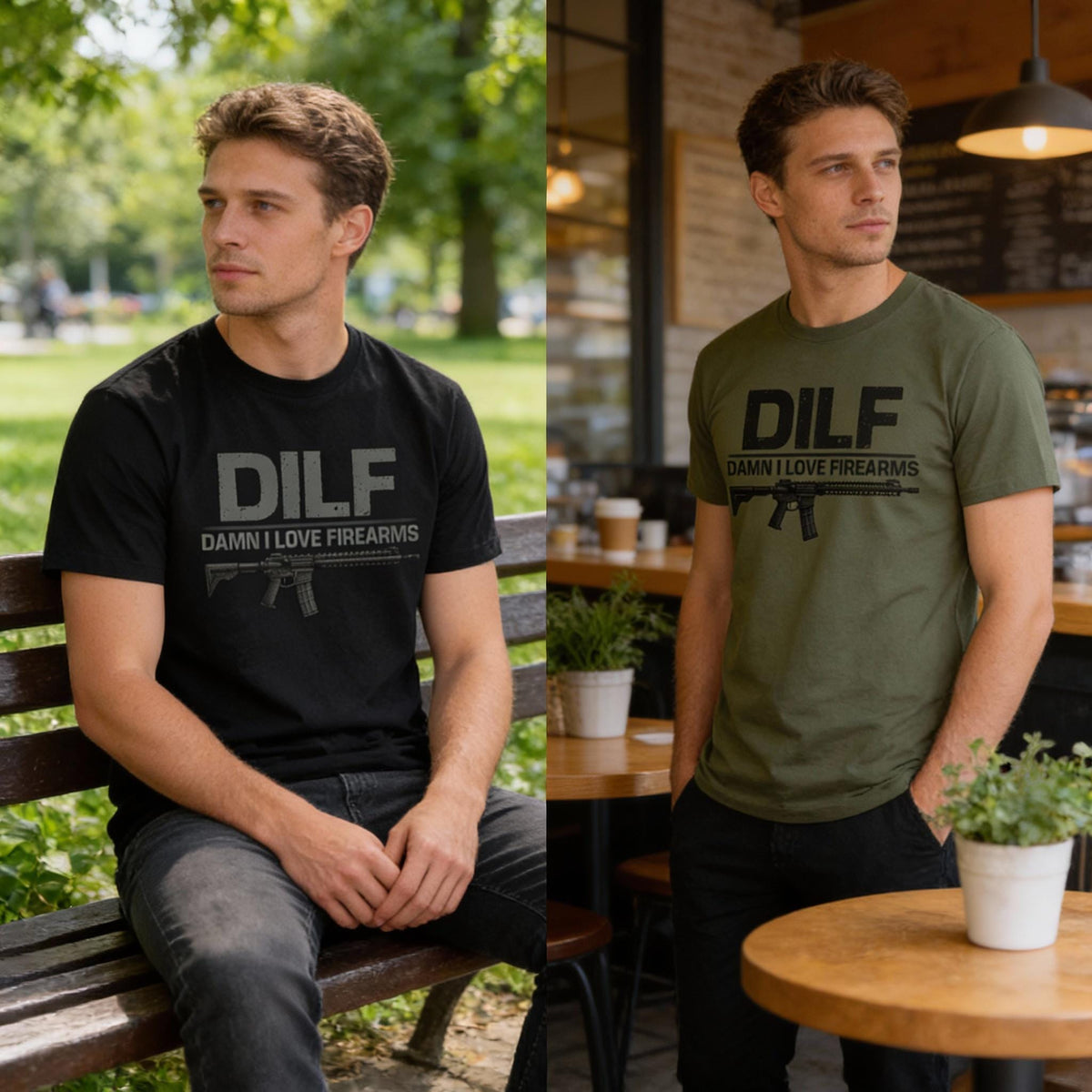 Damn I Love Firearms distressed graphic men's T-shirt - view 4 - Reborn XII