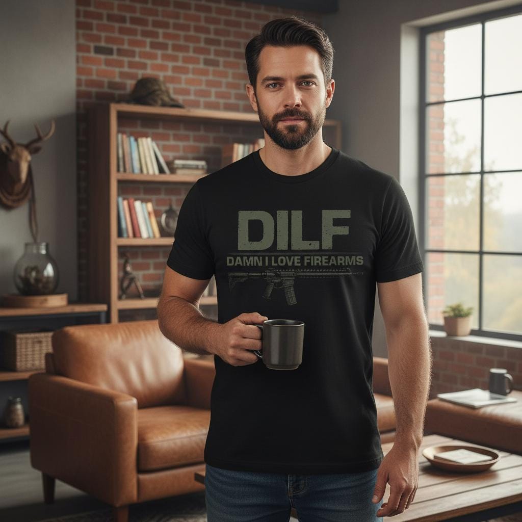 Damn I Love Firearms distressed graphic men's T-shirt - view 5 - Reborn XII