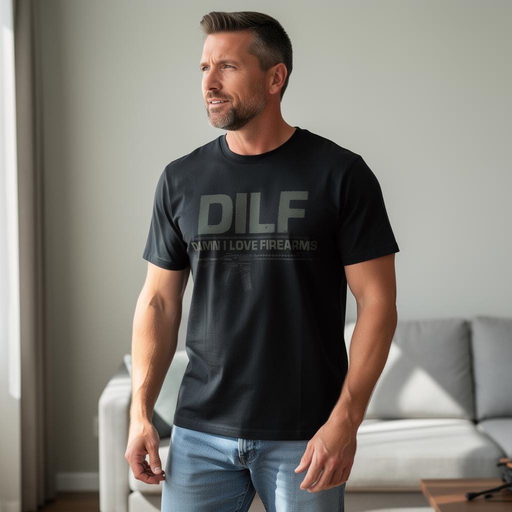 Damn I Love Firearms distressed graphic men's T-shirt - view 6 - Reborn XII