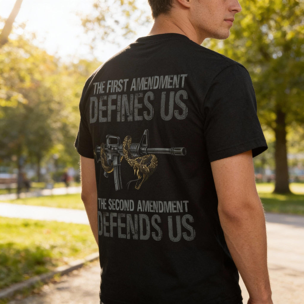 Defending Freedom distressed graphic men's T-shirt - view 7 - Reborn XII