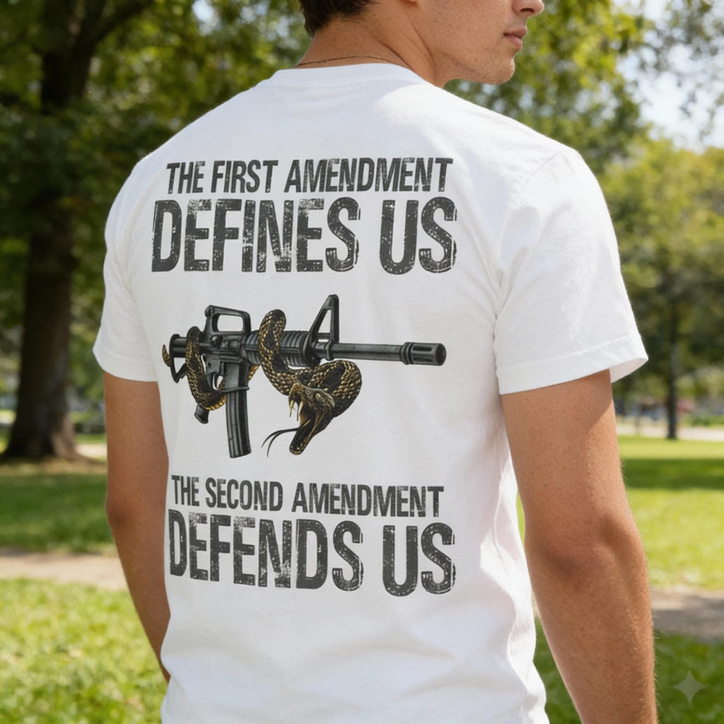 Defending Freedom distressed graphic men's T-shirt - view 9 - Reborn XII