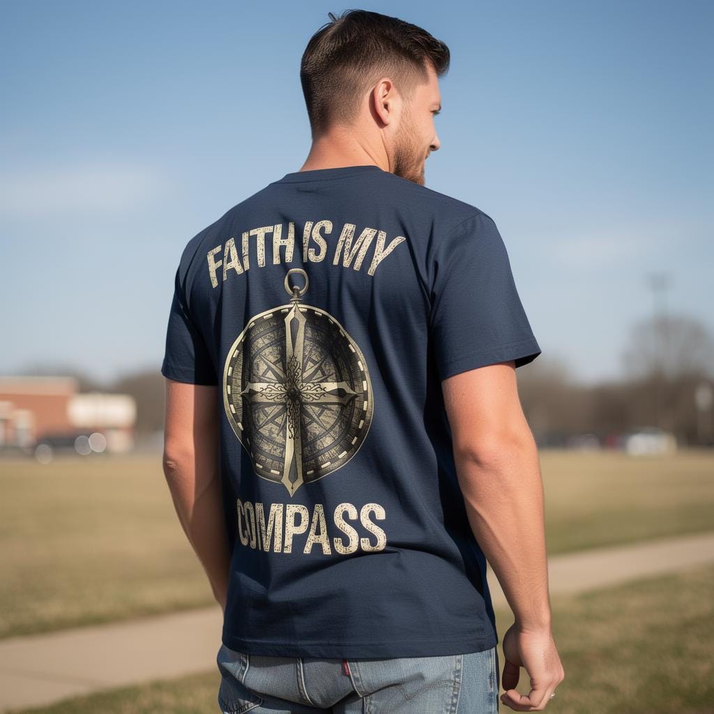 Faith Is My Compass distressed graphic men's T-shirt - view 4 - Reborn XII