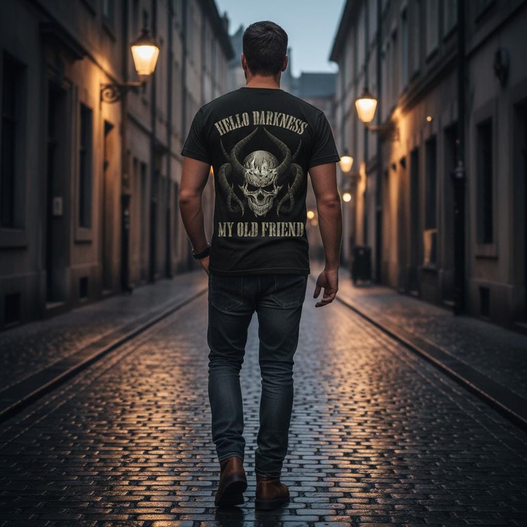 Hello Darkness distressed graphic men's T-shirt - view 6 - Reborn XII