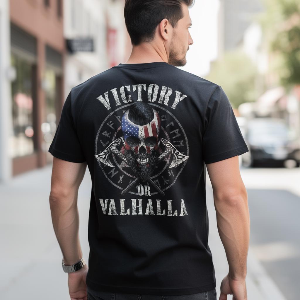 Victory Or Valhalla distressed graphic men's T-shirt - view 7 - Reborn XII