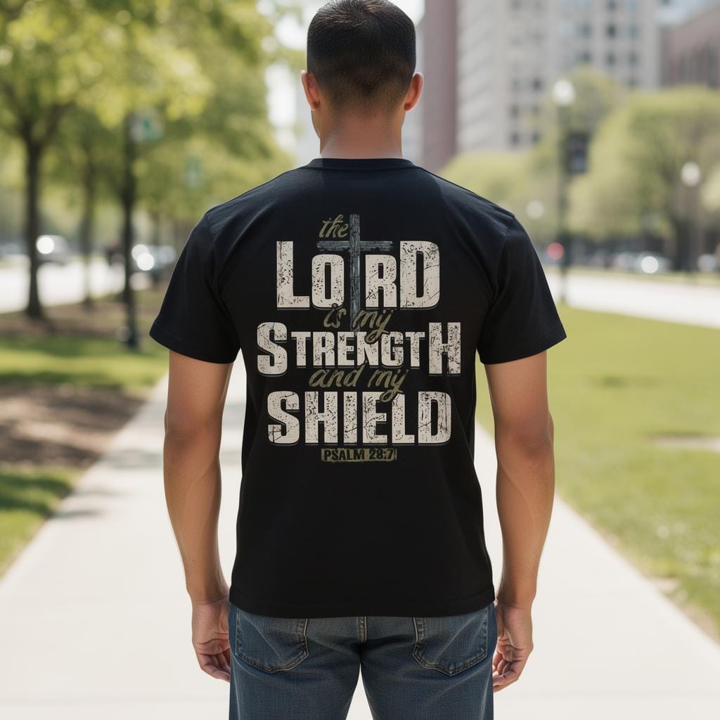 Lord Is My Strength distressed graphic men's T-shirt - view 6 - Reborn XII