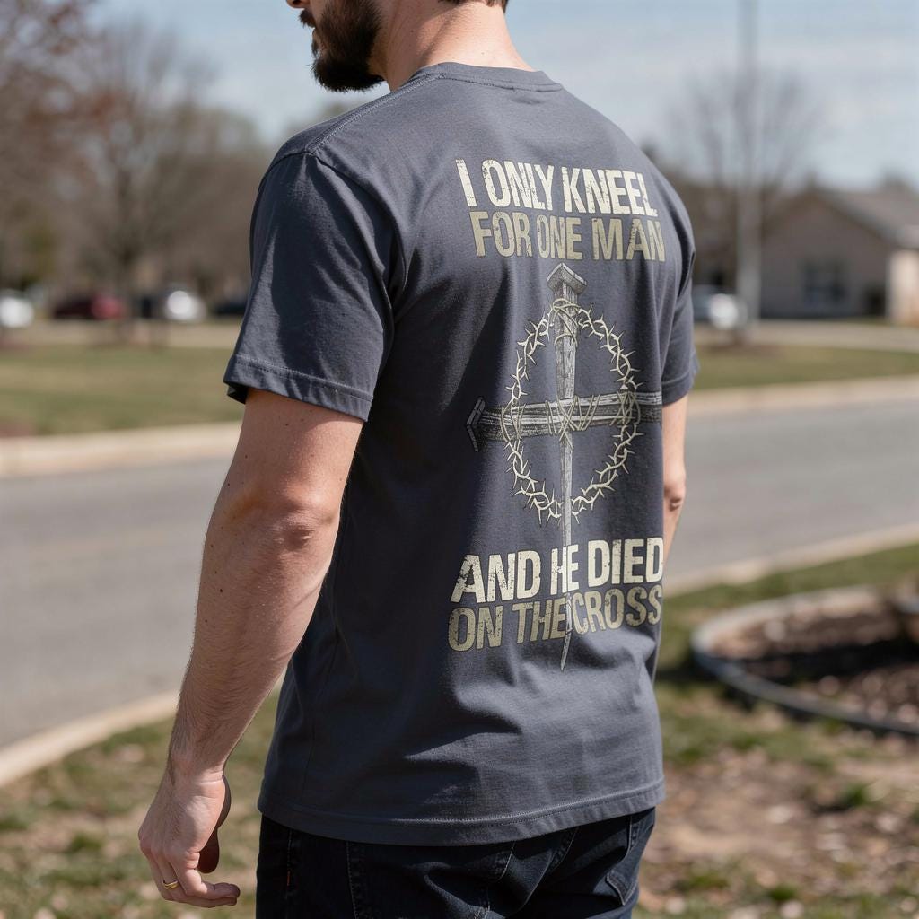 Only Kneel For One distressed graphic men's T-shirt - view 7 - Reborn XII