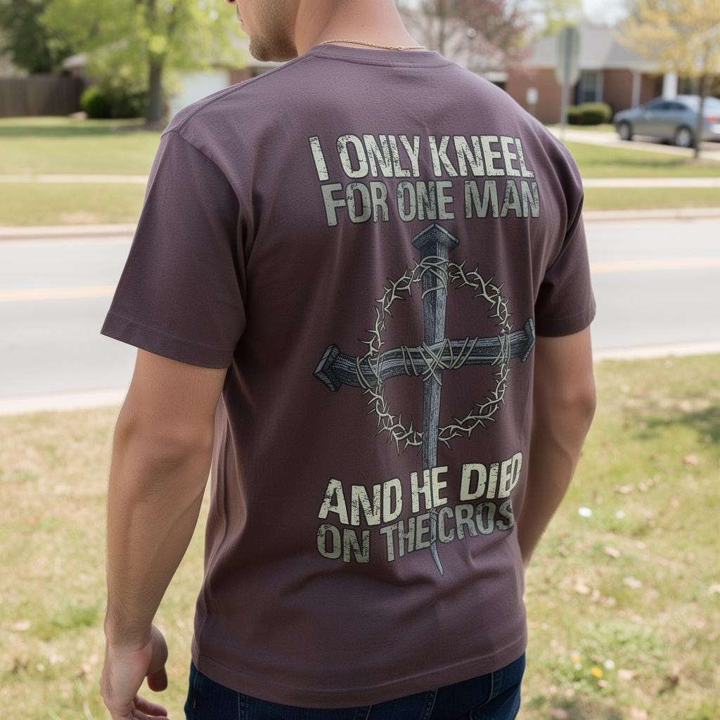 Only Kneel For One distressed graphic men's T-shirt - view 5 - Reborn XII