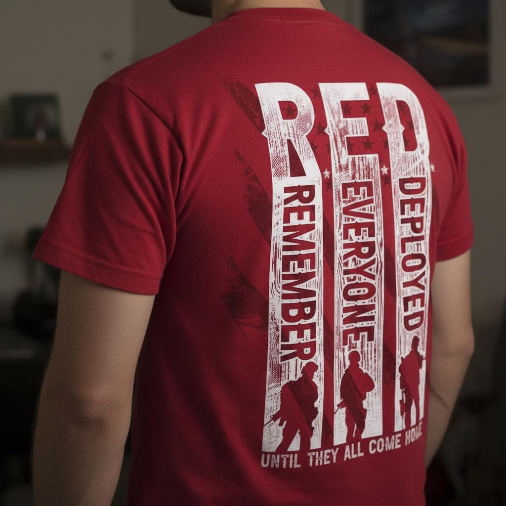 Remember Everyone Deployed distressed graphic men's T-shirt - view 5 - Reborn XII