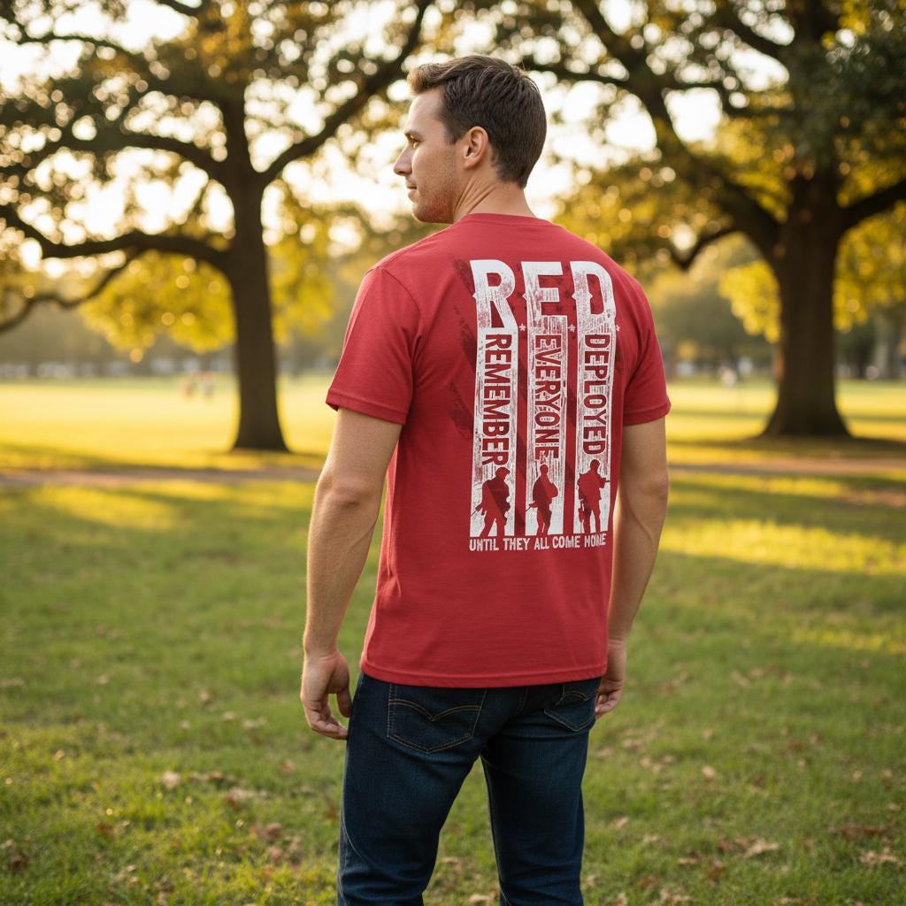 Remember Everyone Deployed distressed graphic men's T-shirt - view 6 - Reborn XII