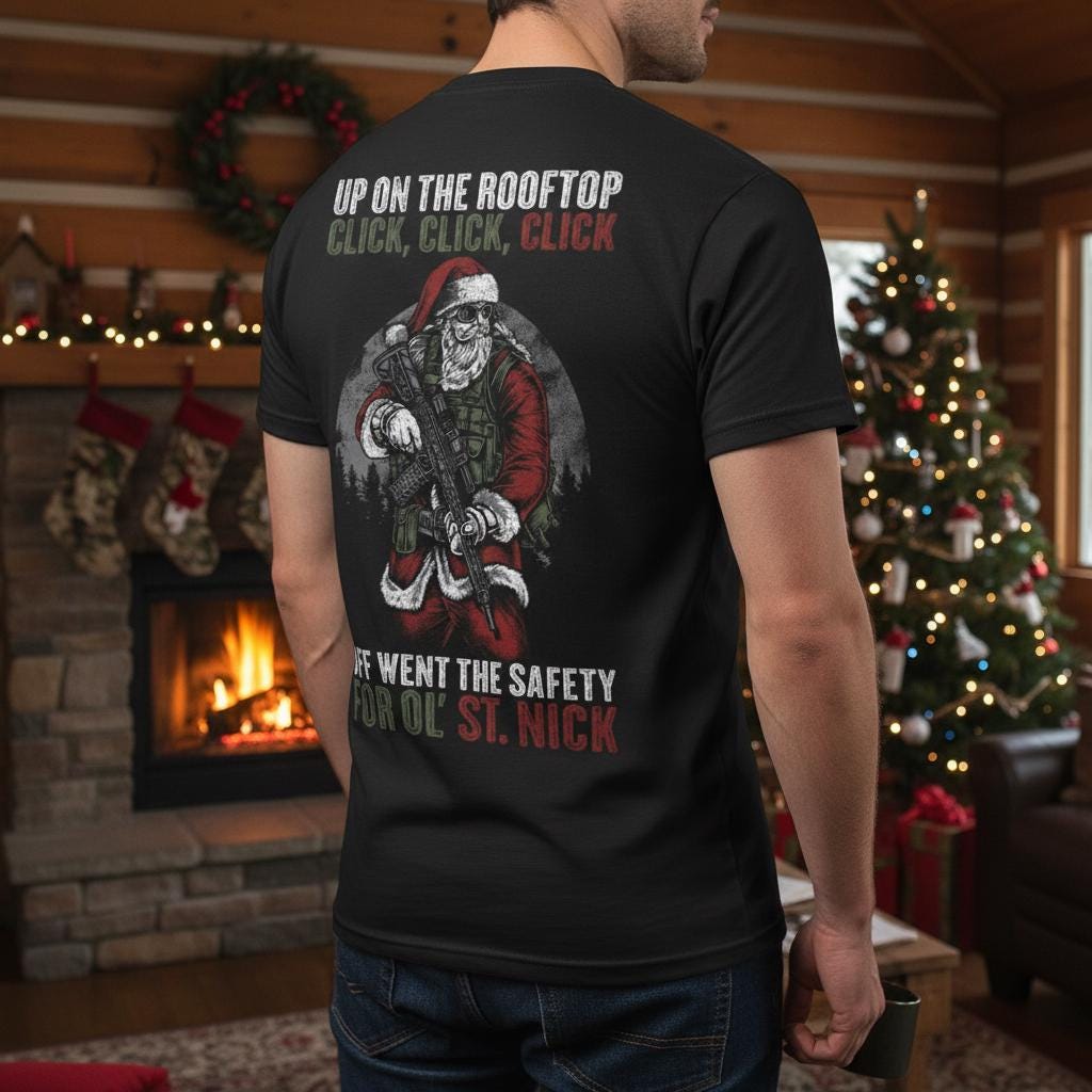 Tactical Santa distressed graphic men's T-shirt - view 4 - Reborn XII