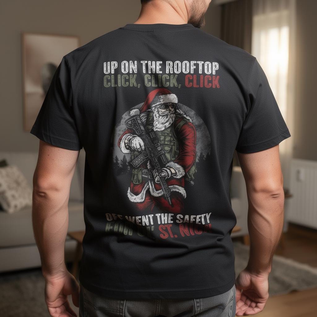 Tactical Santa distressed graphic men's T-shirt - view 6 - Reborn XII