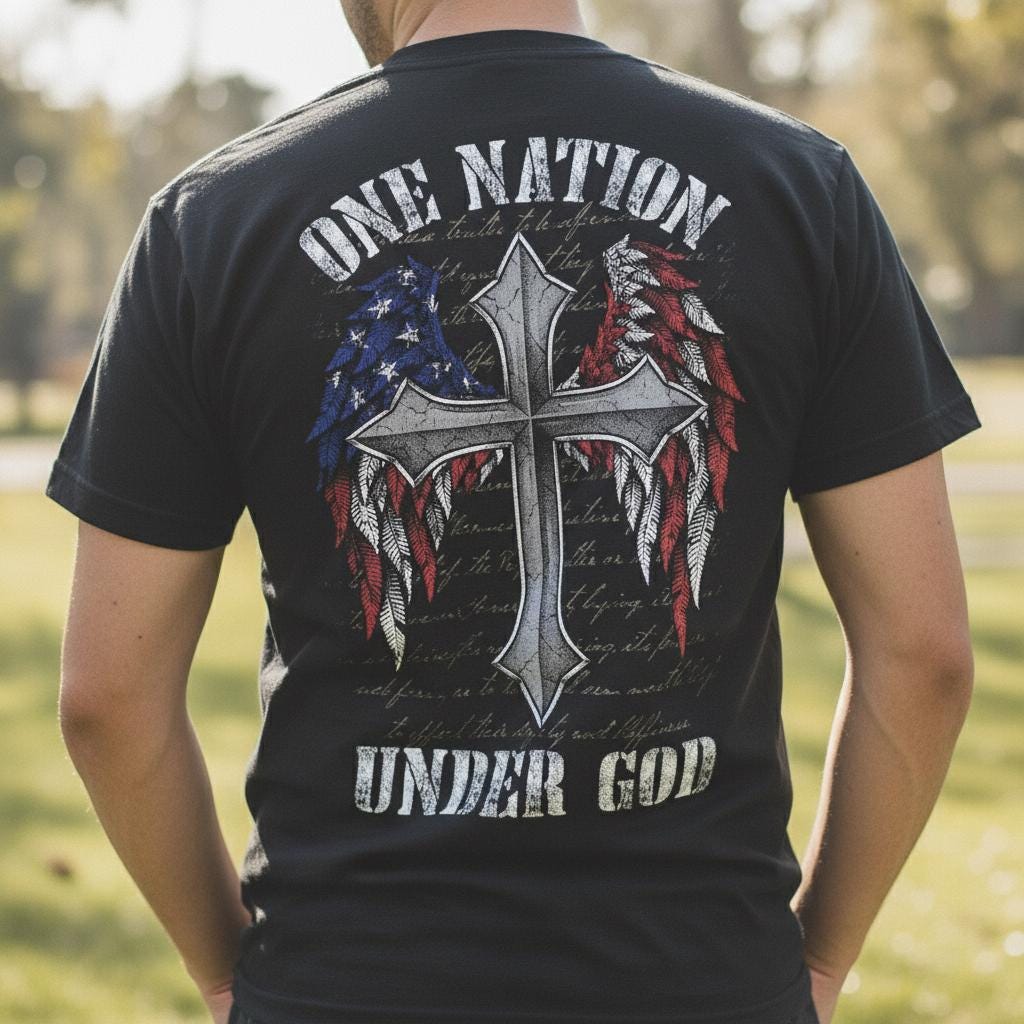 One Nation Under God distressed graphic men's T-shirt - view 5 - Reborn XII