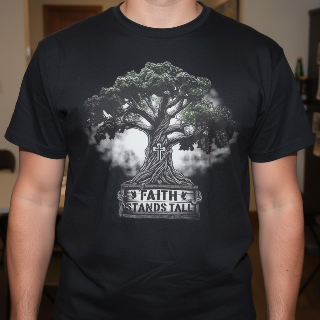 Faith Stands Tall distressed graphic men's T-shirt - view 2 - Reborn XII