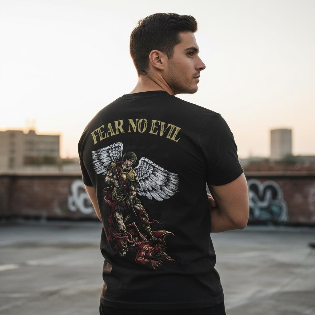 Fear No Evil distressed graphic men's T-shirt - view 5 - Reborn XII