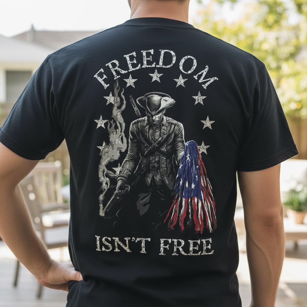 Freedom Isn't Free distressed graphic men's T-shirt - view 6 - Reborn XII