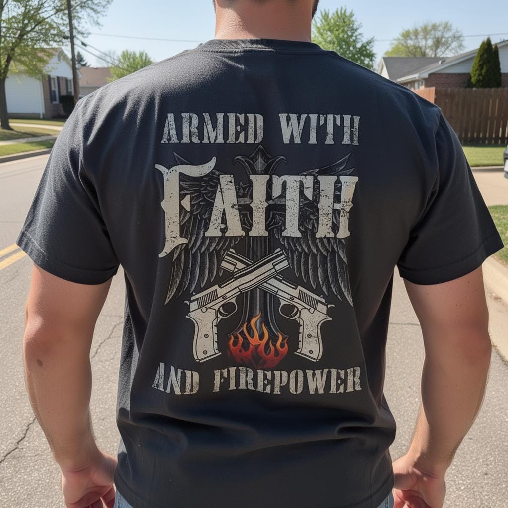 Faith And Firepower distressed graphic men's T-shirt - view 6 - Reborn XII