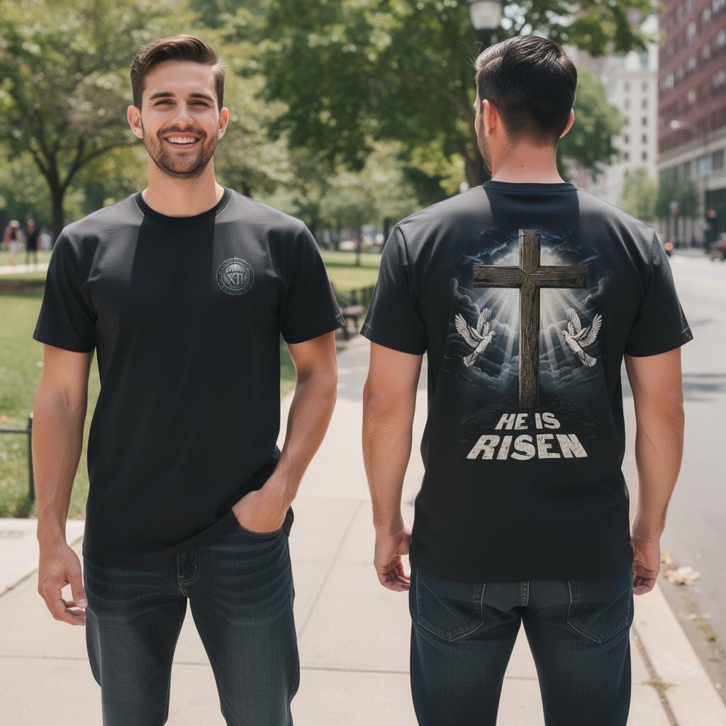 He Is Risen distressed graphic men's T-shirt - view 5 - Reborn XII
