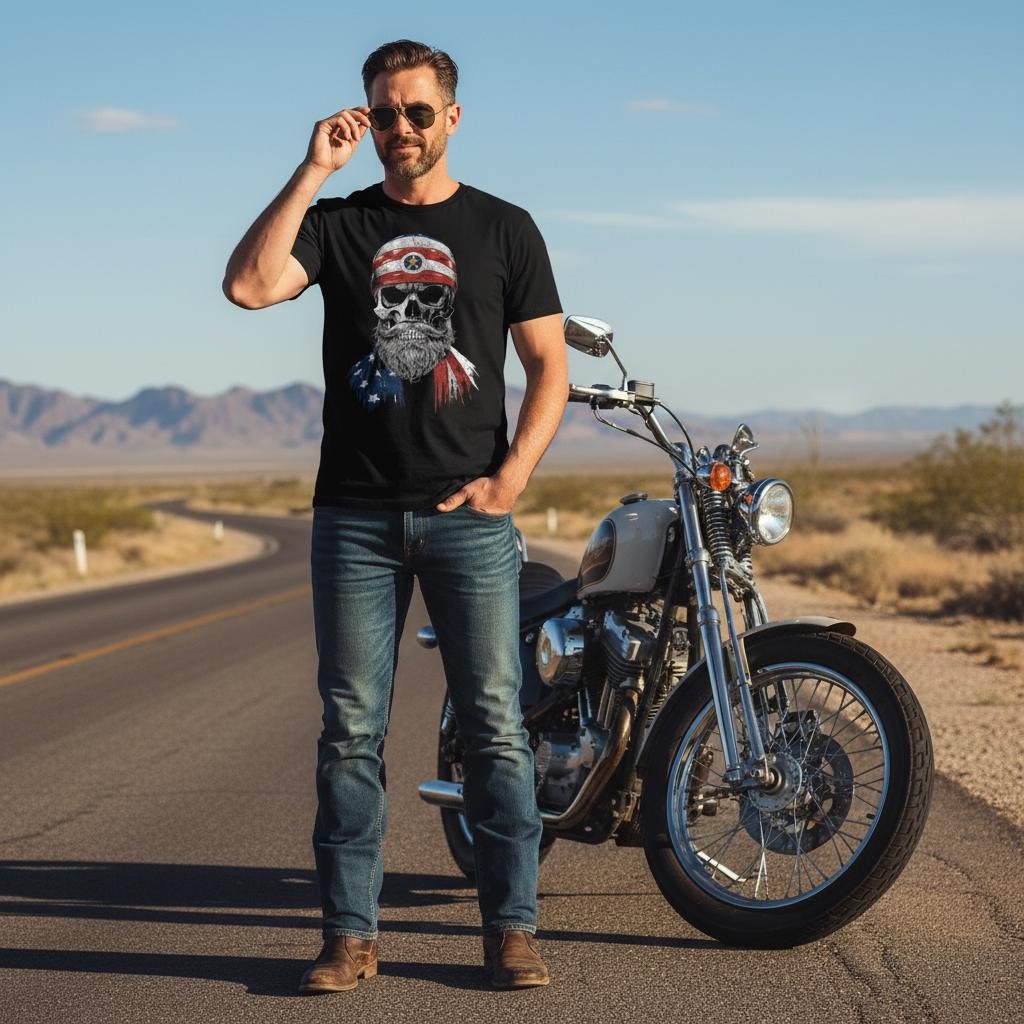 Rebel Skull distressed graphic men's T-shirt - view 3 - Reborn XII