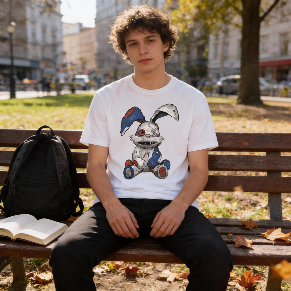 Stitched Bunny distressed graphic men's T-shirt - view 4 - Reborn XII
