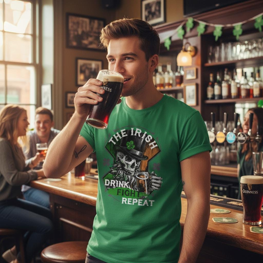 Drink Fight Repeat distressed graphic men's T-shirt - view 3 - Reborn XII