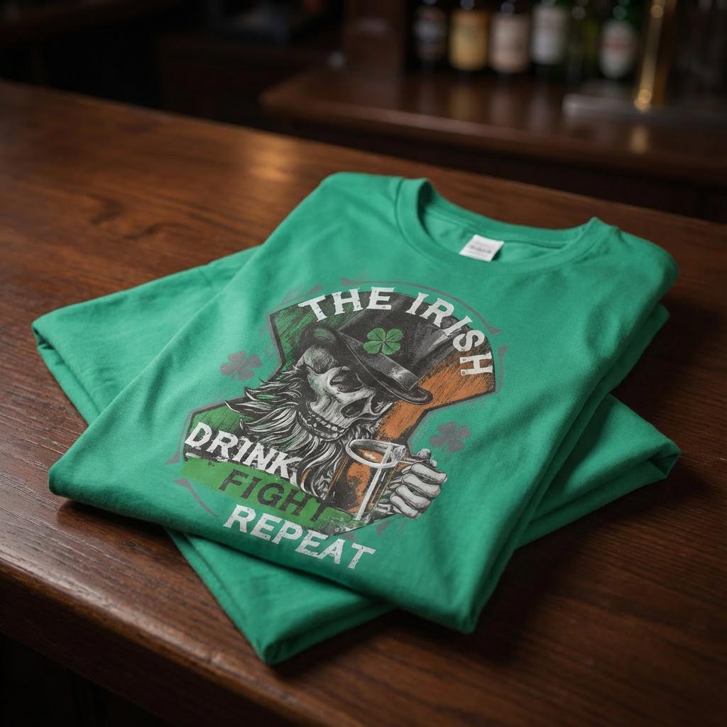 Drink Fight Repeat distressed graphic men's T-shirt - view 6 - Reborn XII