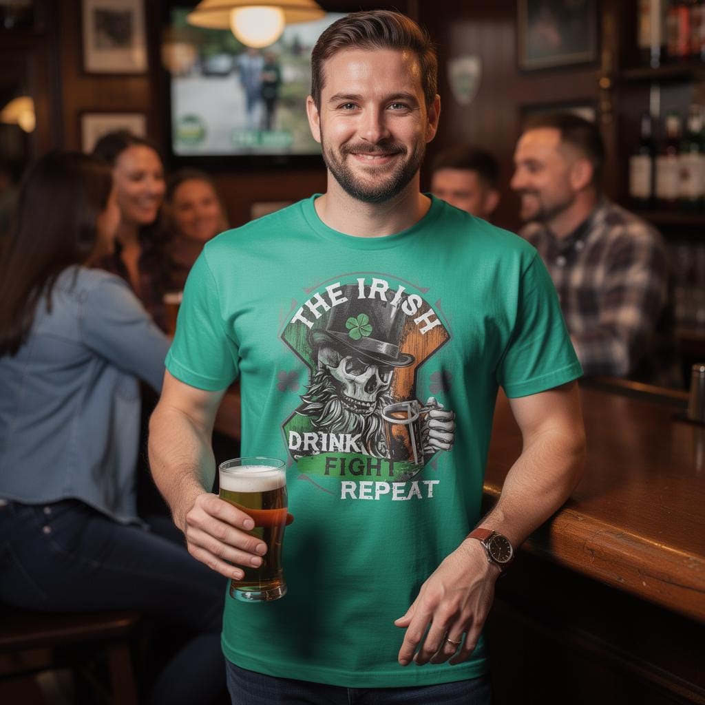 Drink Fight Repeat distressed graphic men's T-shirt - view 5 - Reborn XII