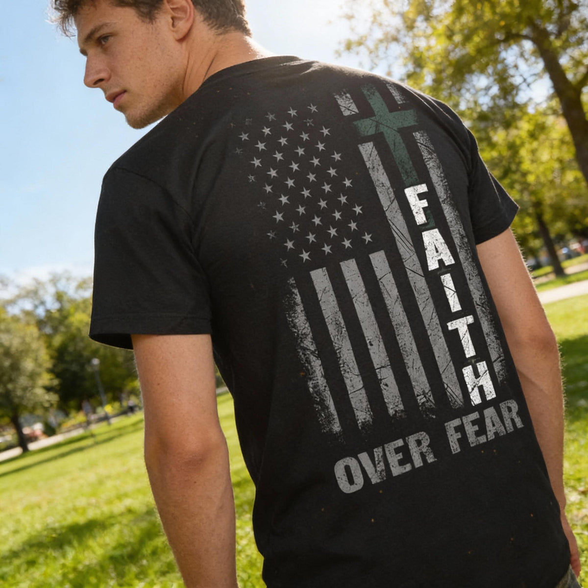 Cross Of Courage distressed graphic men's T-shirt - view 4 - Reborn XII