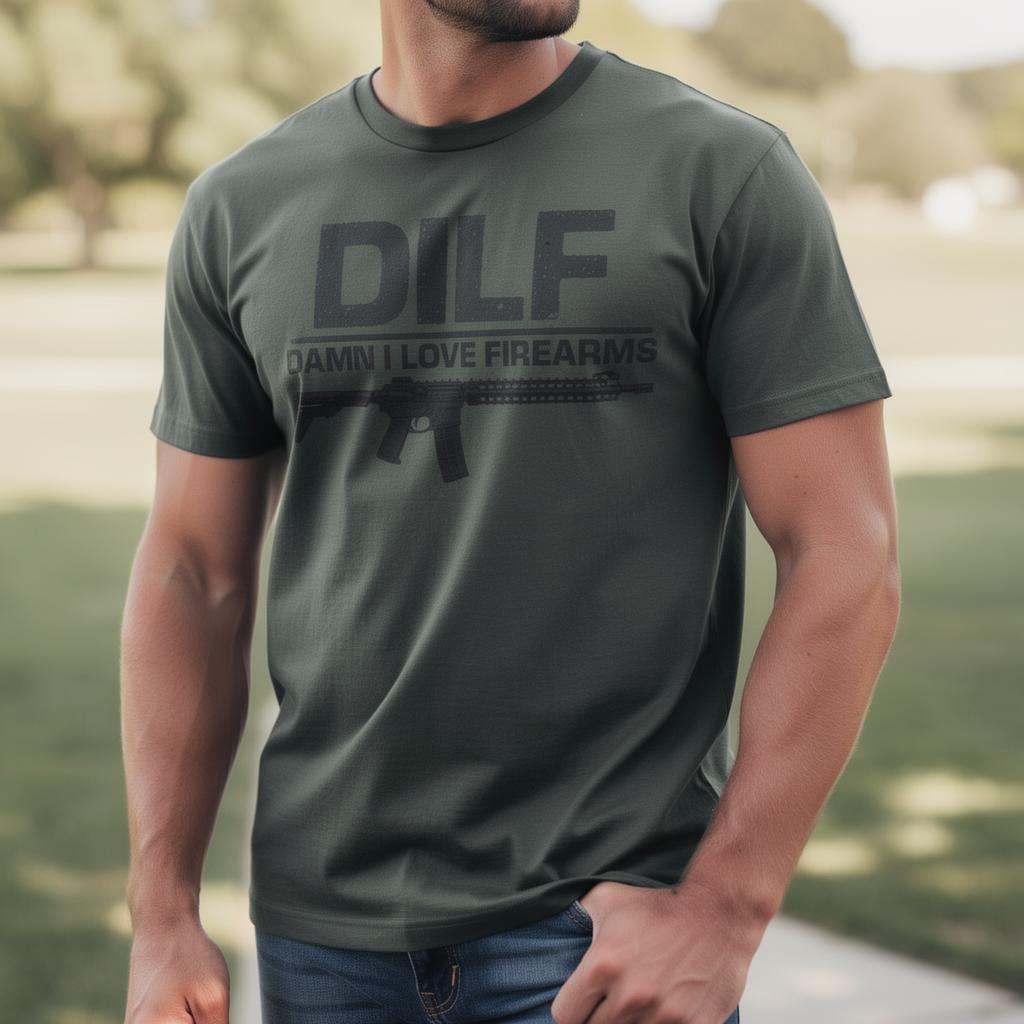 Damn I Love Firearms distressed graphic men's T-shirt - view 3 - Reborn XII