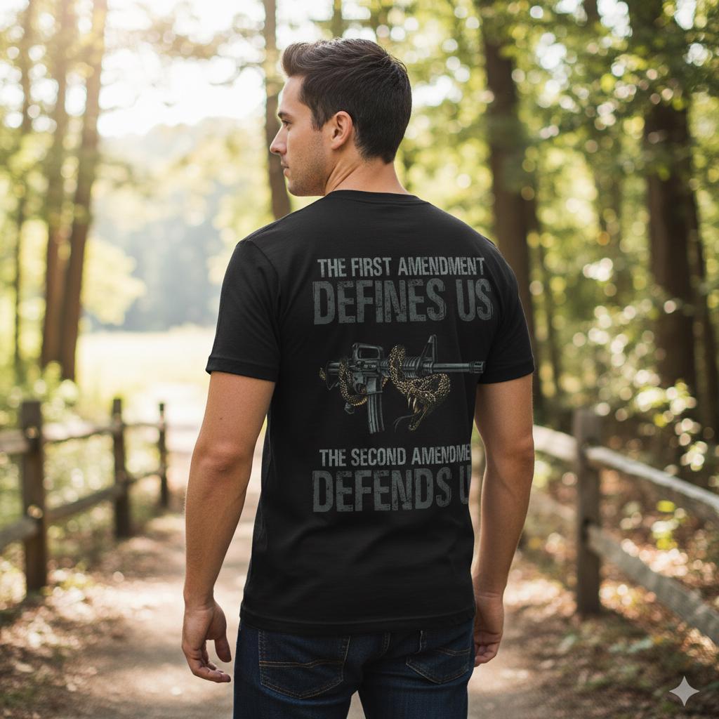 Defending Freedom distressed graphic men's T-shirt - view 5 - Reborn XII