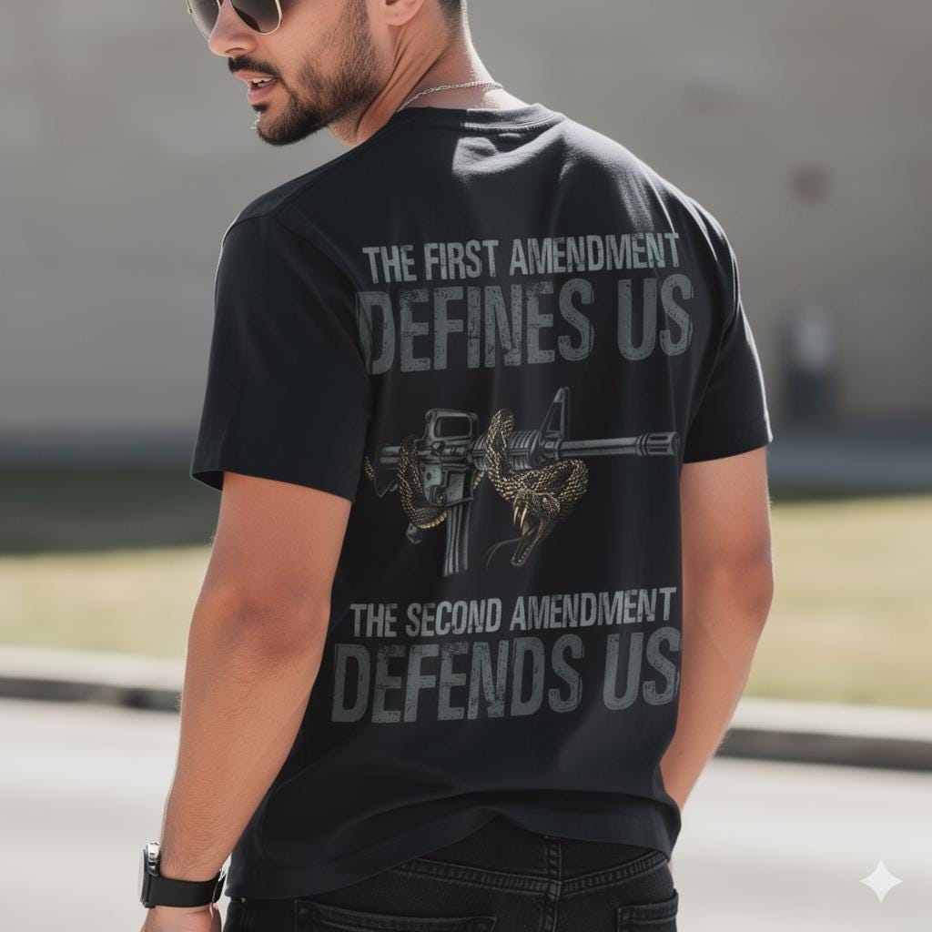 Defending Freedom distressed graphic men's T-shirt - view 6 - Reborn XII