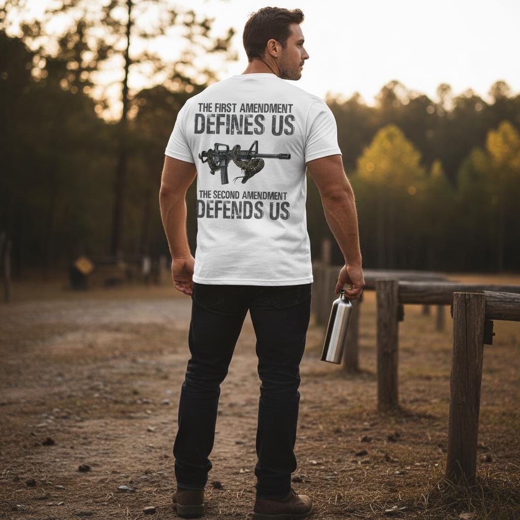 Defending Freedom distressed graphic men's T-shirt - view 10 - Reborn XII