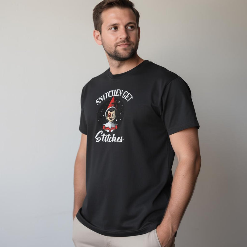 Snitches Get Stitches distressed graphic men's T-shirt - view 4 - Reborn XII