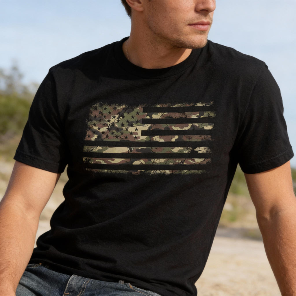 Camo Freedom distressed graphic men's T-shirt - view 4 - Reborn XII