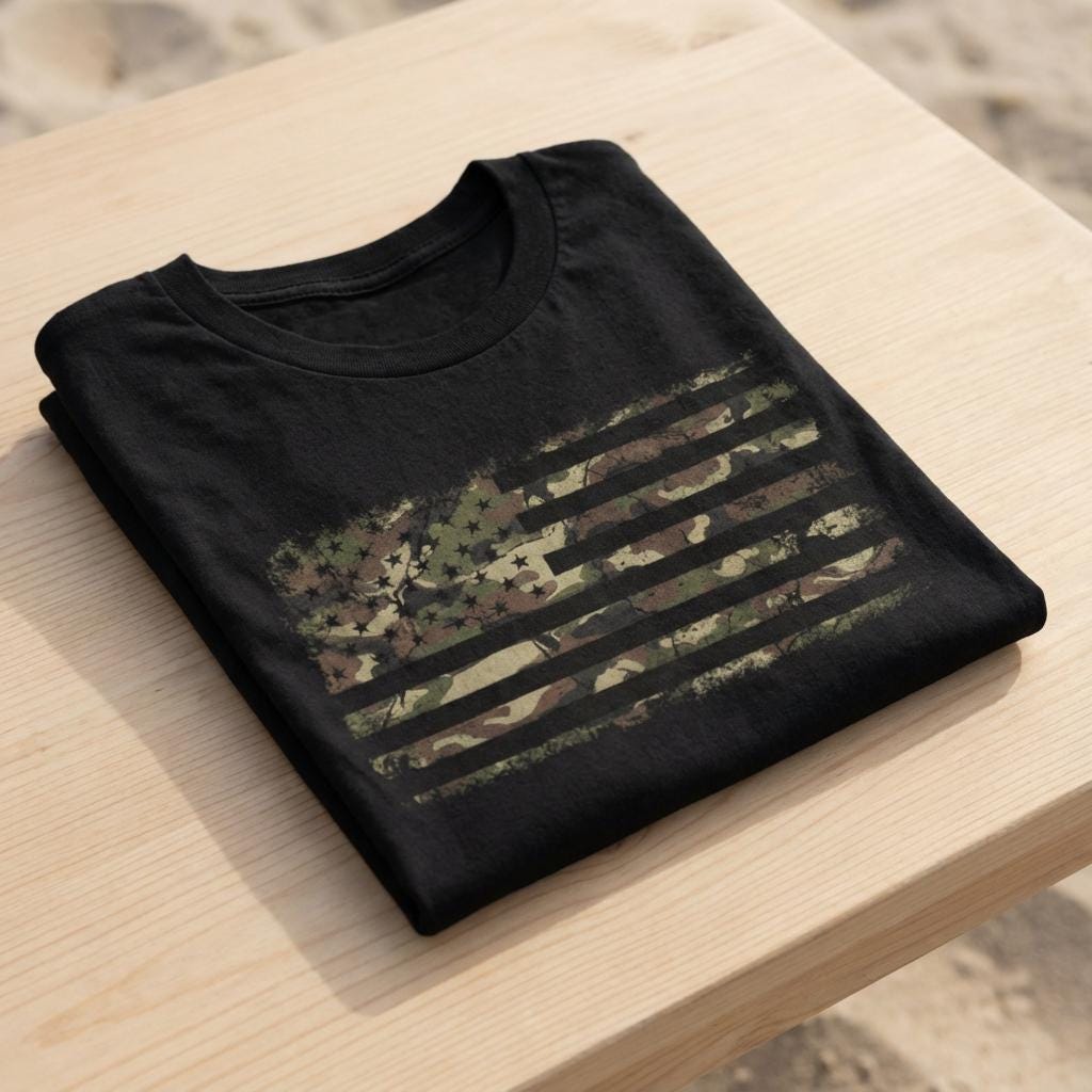 Camo Freedom distressed graphic men's T-shirt - view 2 - Reborn XII