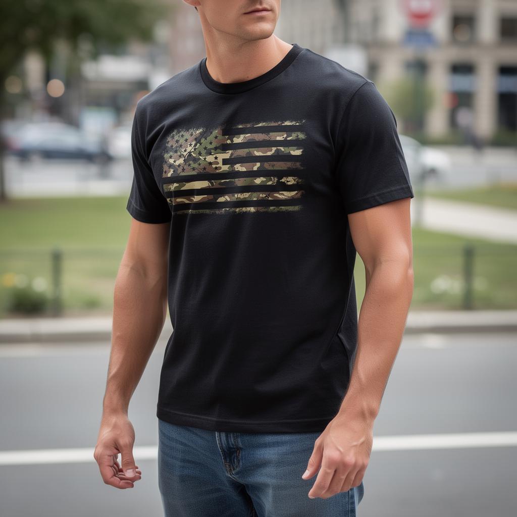 Camo Freedom distressed graphic men's T-shirt - view 3 - Reborn XII