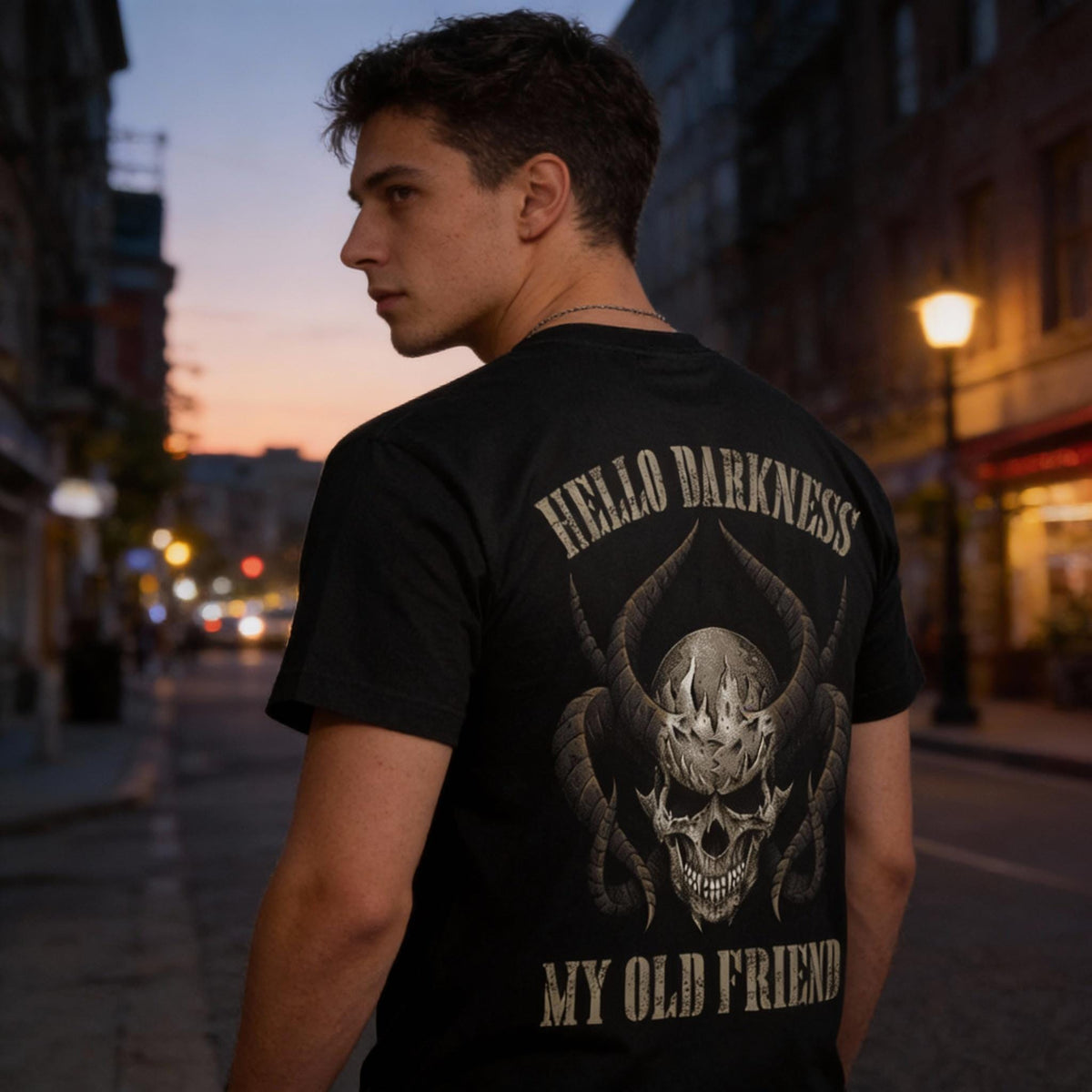 Hello Darkness distressed graphic men's T-shirt - view 5 - Reborn XII