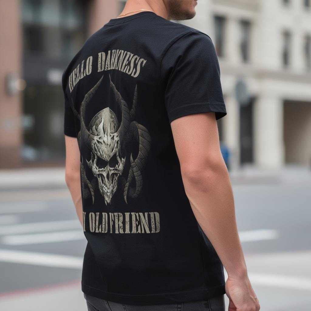 Hello Darkness distressed graphic men's T-shirt - view 4 - Reborn XII