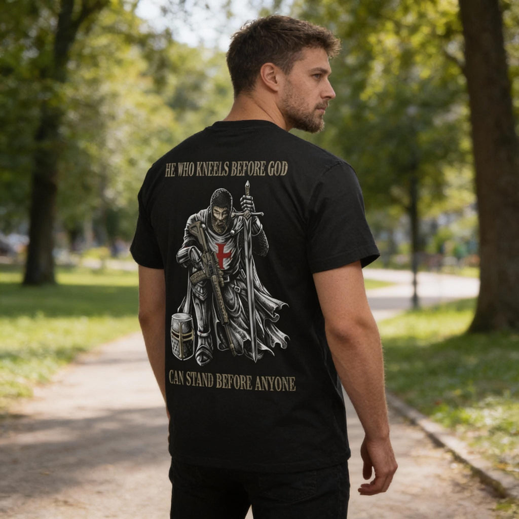 He Who Kneels Before God distressed graphic men's T-shirt - view 8 - Reborn XII