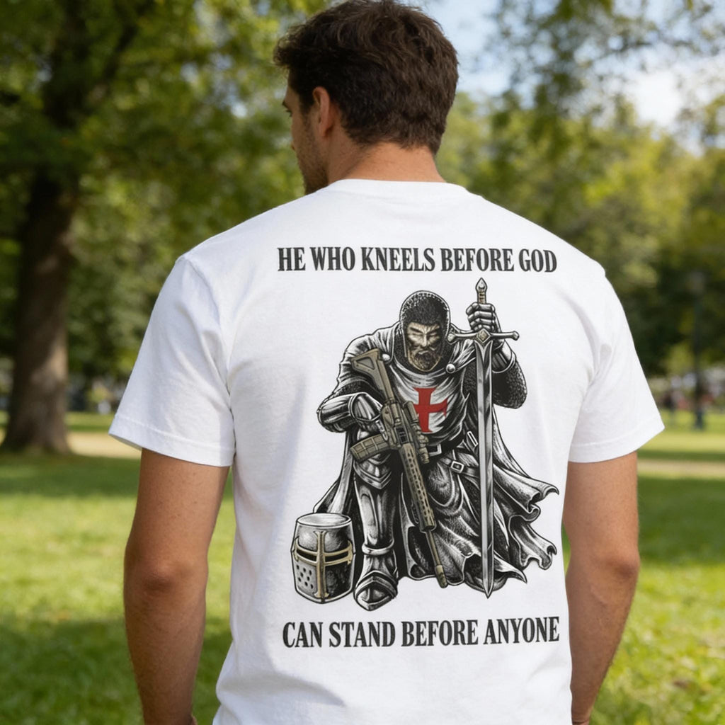 He Who Kneels Before God distressed graphic men's T-shirt - view 6 - Reborn XII