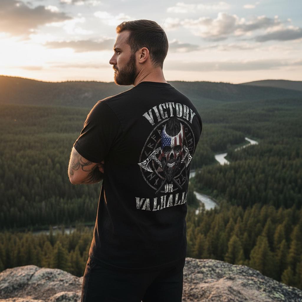 Victory Or Valhalla distressed graphic men's T-shirt - view 6 - Reborn XII