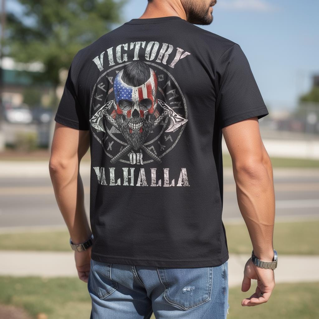 Victory Or Valhalla distressed graphic men's T-shirt - view 5 - Reborn XII