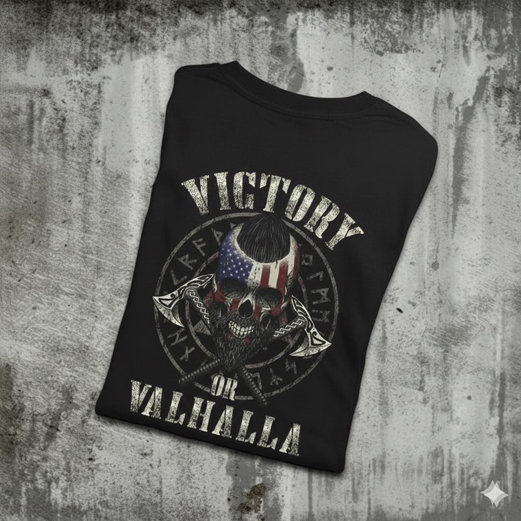 Victory Or Valhalla distressed graphic men's T-shirt - view 3 - Reborn XII