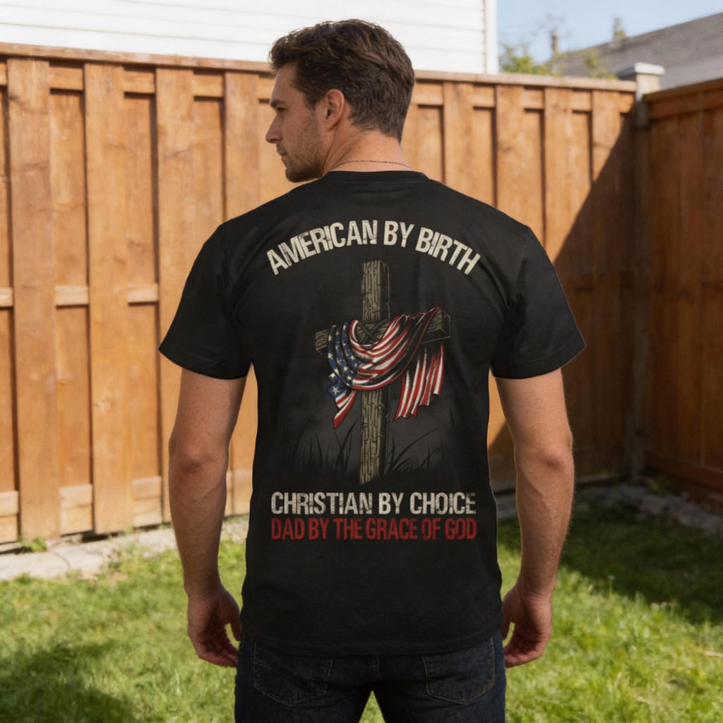 Dad By The Grace Of God distressed graphic men's T-shirt - view 6 - Reborn XII