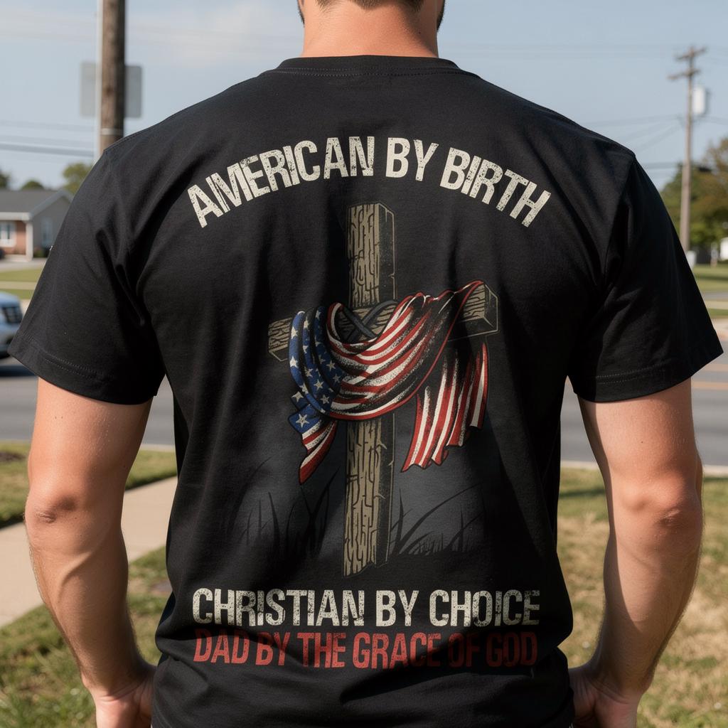 Dad By The Grace Of God distressed graphic men's T-shirt - view 4 - Reborn XII