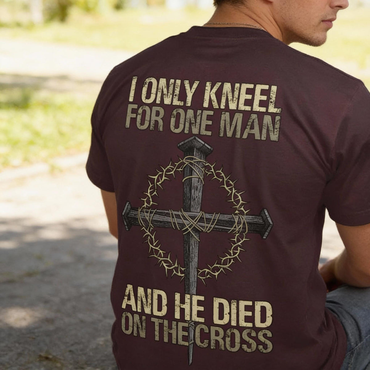 Only Kneel For One distressed graphic men's T-shirt - view 6 - Reborn XII