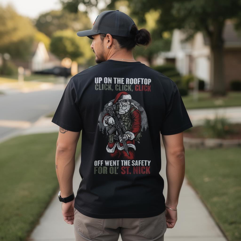 Tactical Santa distressed graphic men's T-shirt - view 7 - Reborn XII